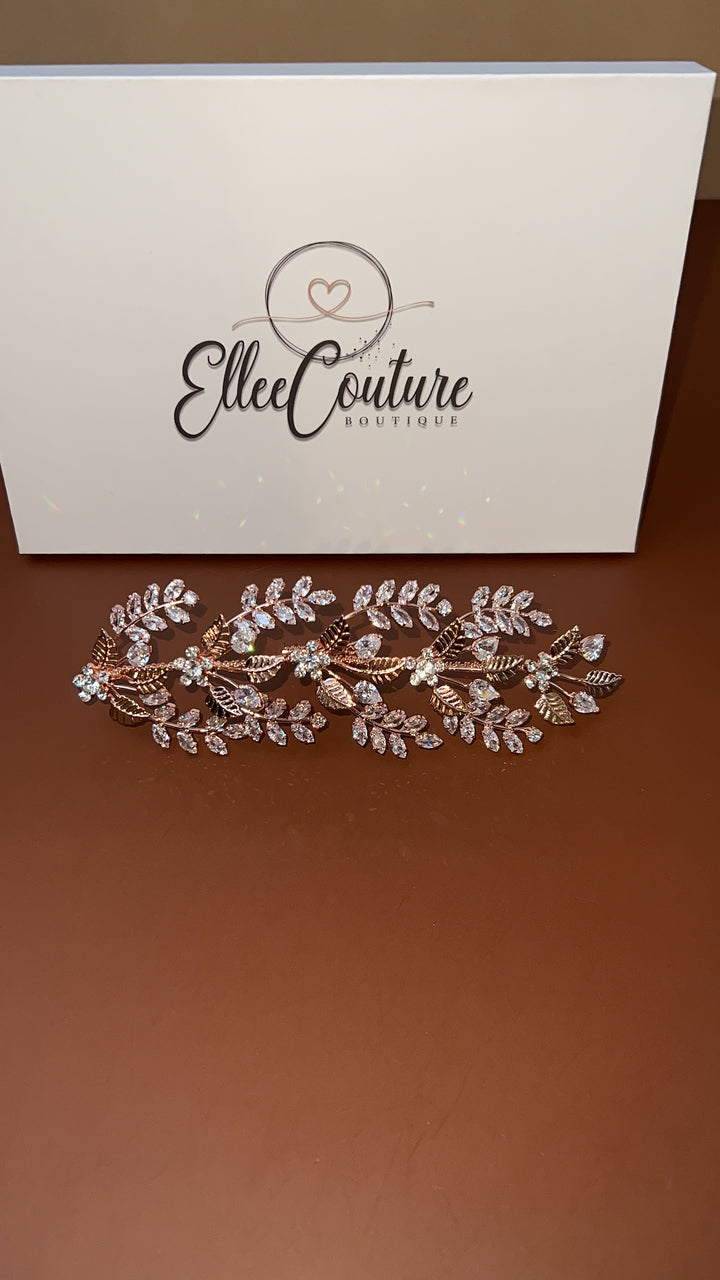 Ellee Real Bride Adorned with RAIN Wedding Headpiece, Swarovski Hair Comb - Side Piece