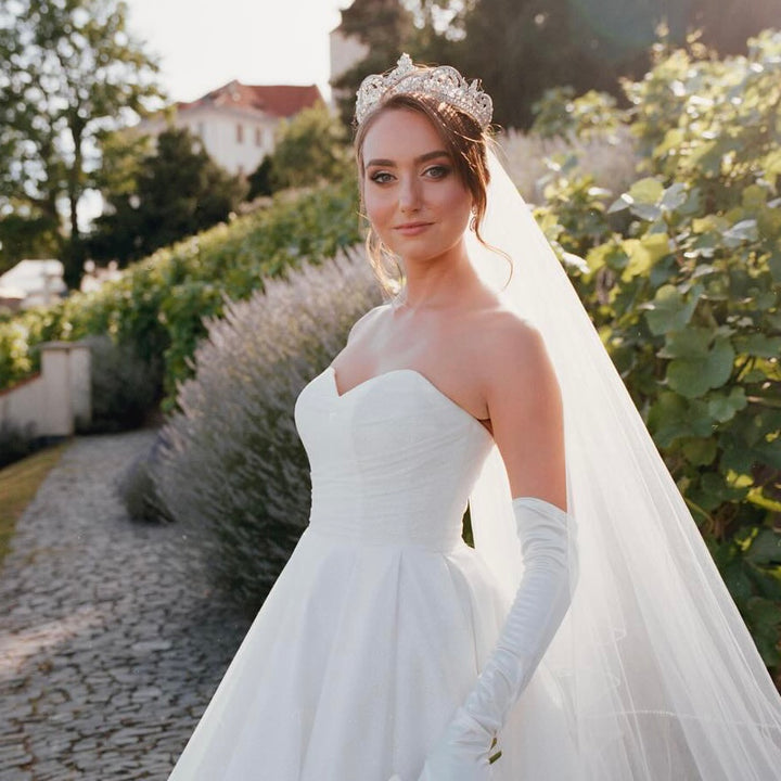 Ellee Real Bride Adorned with REALE Swarovski Crystals Wedding Tiara