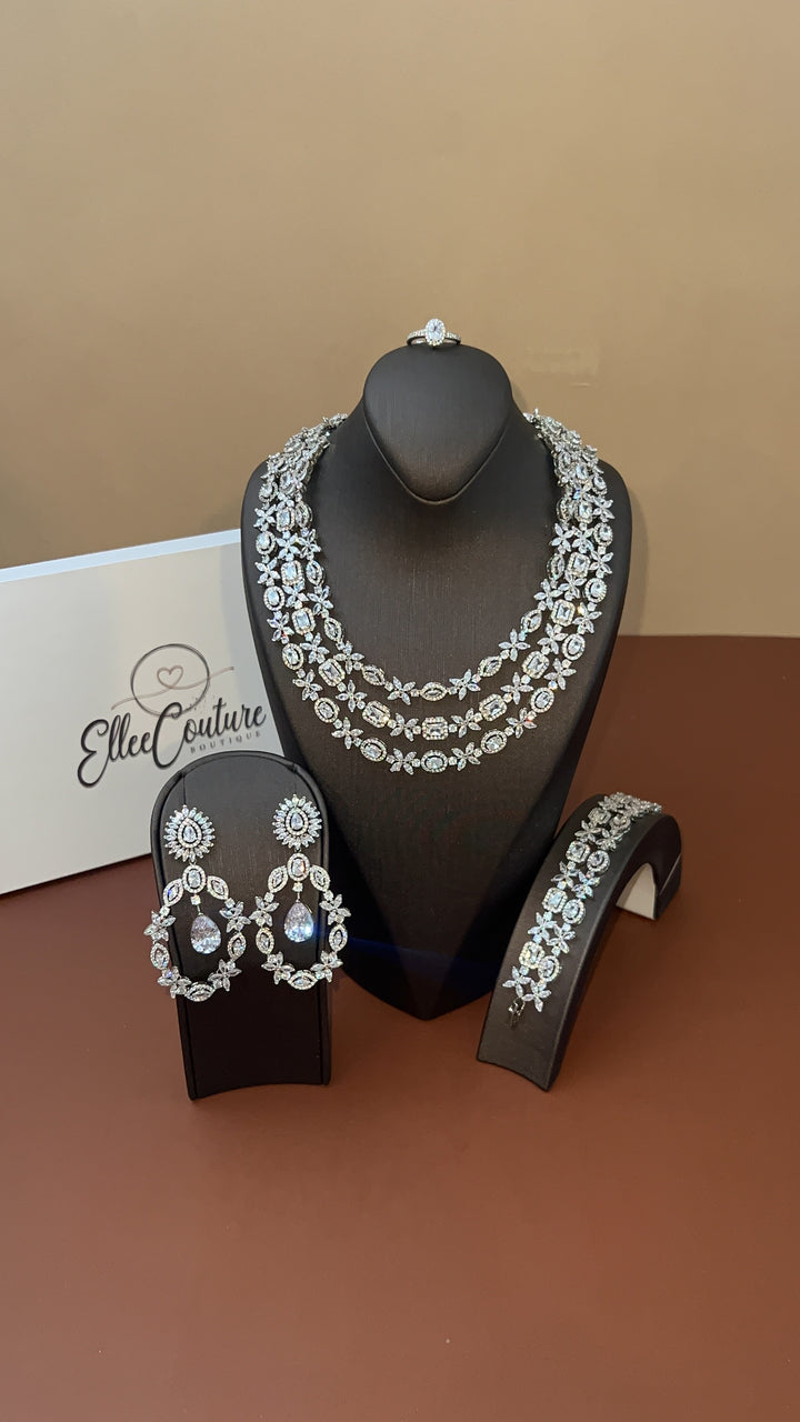 JOHARA Jewelry Set with Necklace, Bracelet, Drop Earrings and Ring (Final Sale)