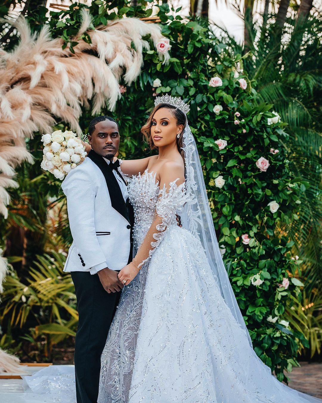 Ellee Real Bride Adorned with ANGELIKA Bridal Crown with Swarovski Crystals