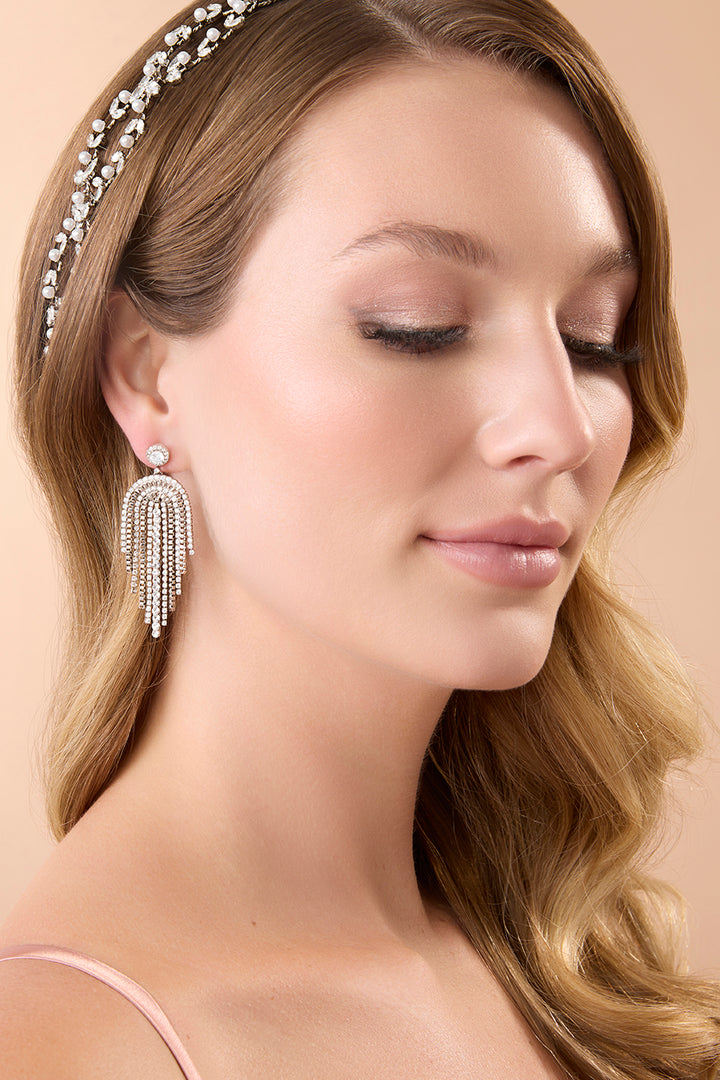 GENEVIEVE-Pearls & Swarovski Chandelier Earrings with Pearls