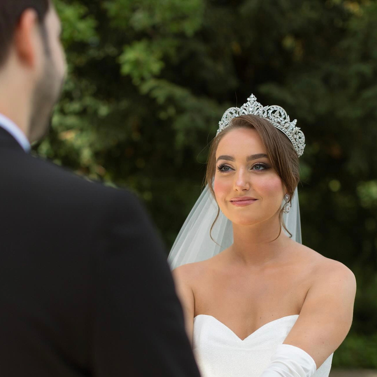 Ellee Real Bride Adorned with REALE Swarovski Crystals Wedding Tiara