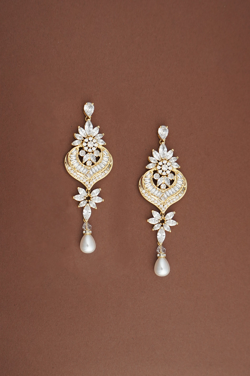 ADELINA Swarovski and Pearl Drop Earrings