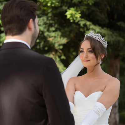 Ellee Real Bride Adorned with REALE Swarovski Crystals Wedding Tiara