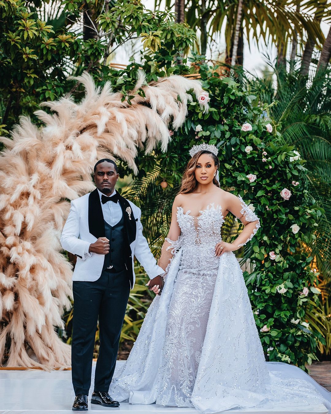 Ellee Real Bride Adorned with ANGELIKA Bridal Crown with Swarovski Crystals