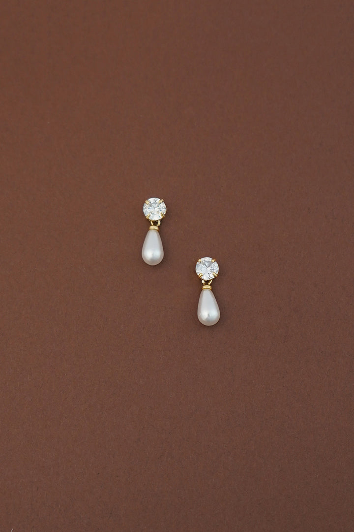 DEMI MINI Simulated Diamond and Pearl Drop Earring