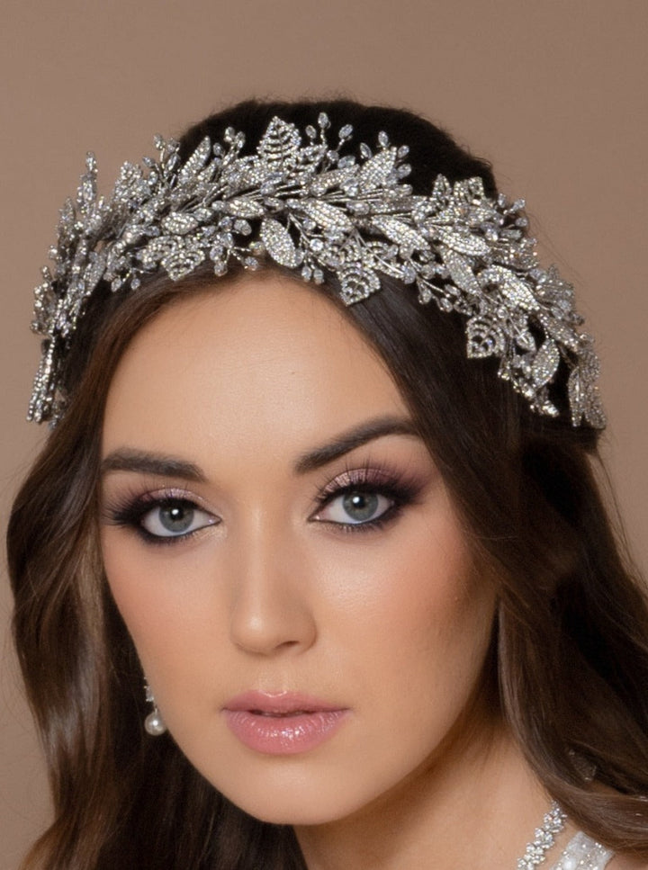 Ellee Real Bride Adorned with DINARA Swarovski Luxurious Wedding Headpiece