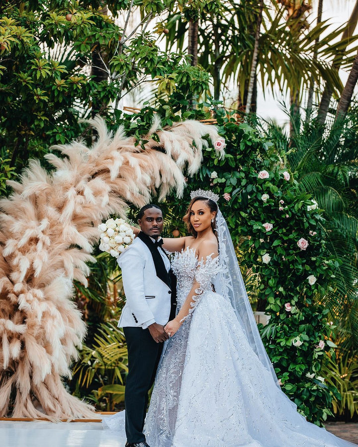 Ellee Real Bride Adorned with ANGELIKA Bridal Crown with Swarovski Crystals