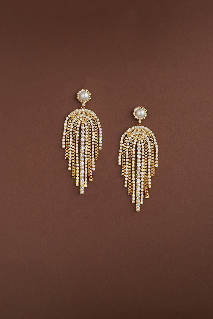 GENEVIEVE-Pearls & Swarovski Chandelier Earrings with Pearls