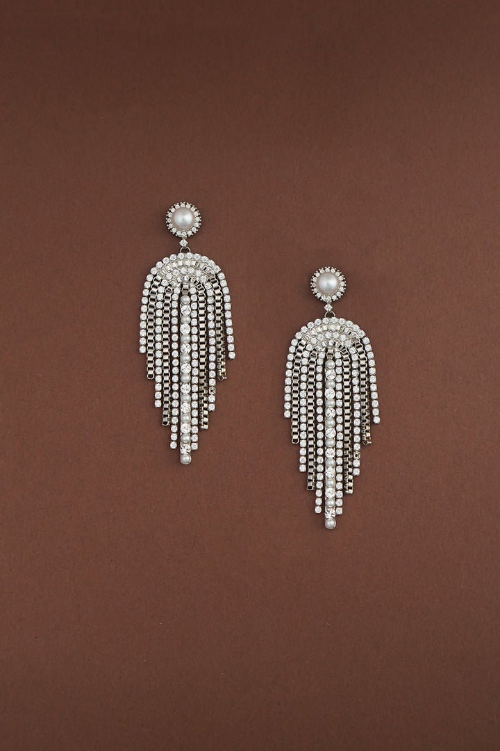 GENEVIEVE-Pearls & Swarovski Chandelier Earrings with Pearls