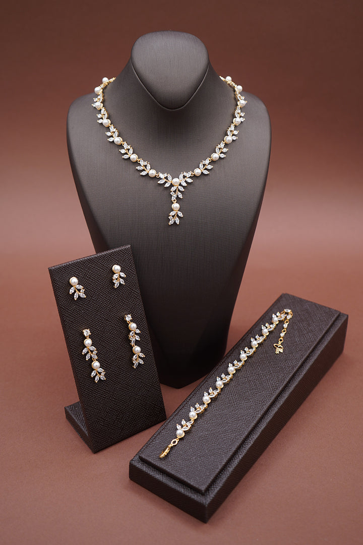 LILY Simulated Diamond and Pearl Jewelry Set