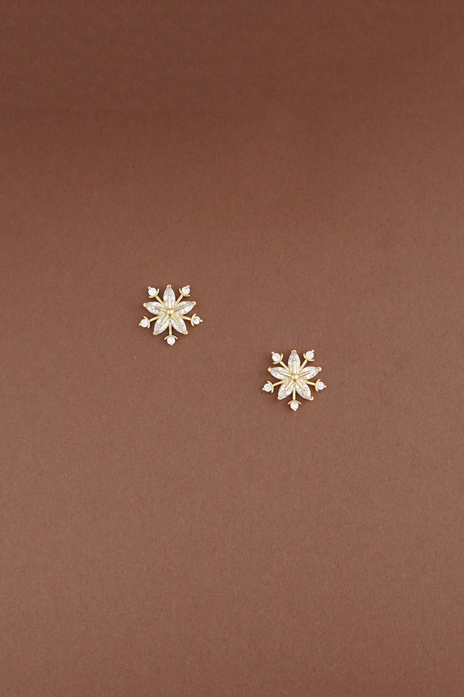 SNOWFLAKE Mini Stud Earrings With Simulated Diamonds