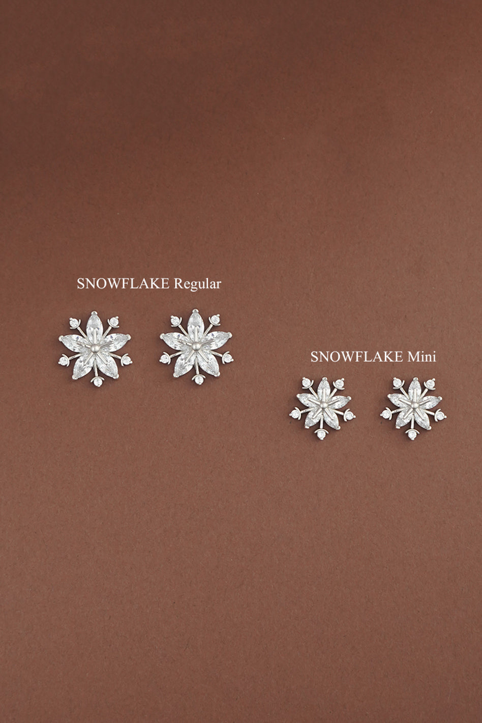 SNOWFLAKE Mini Stud Earrings With Simulated Diamonds