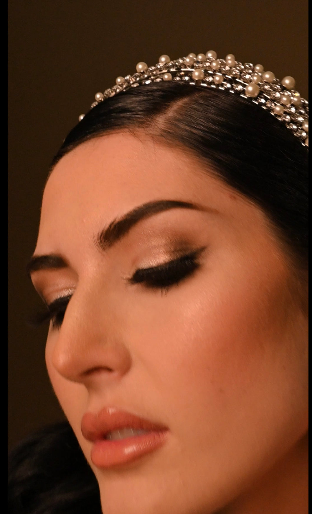 Ellee Bride Adorned with RAINA Luxurious Swarovski and Pearl Headband