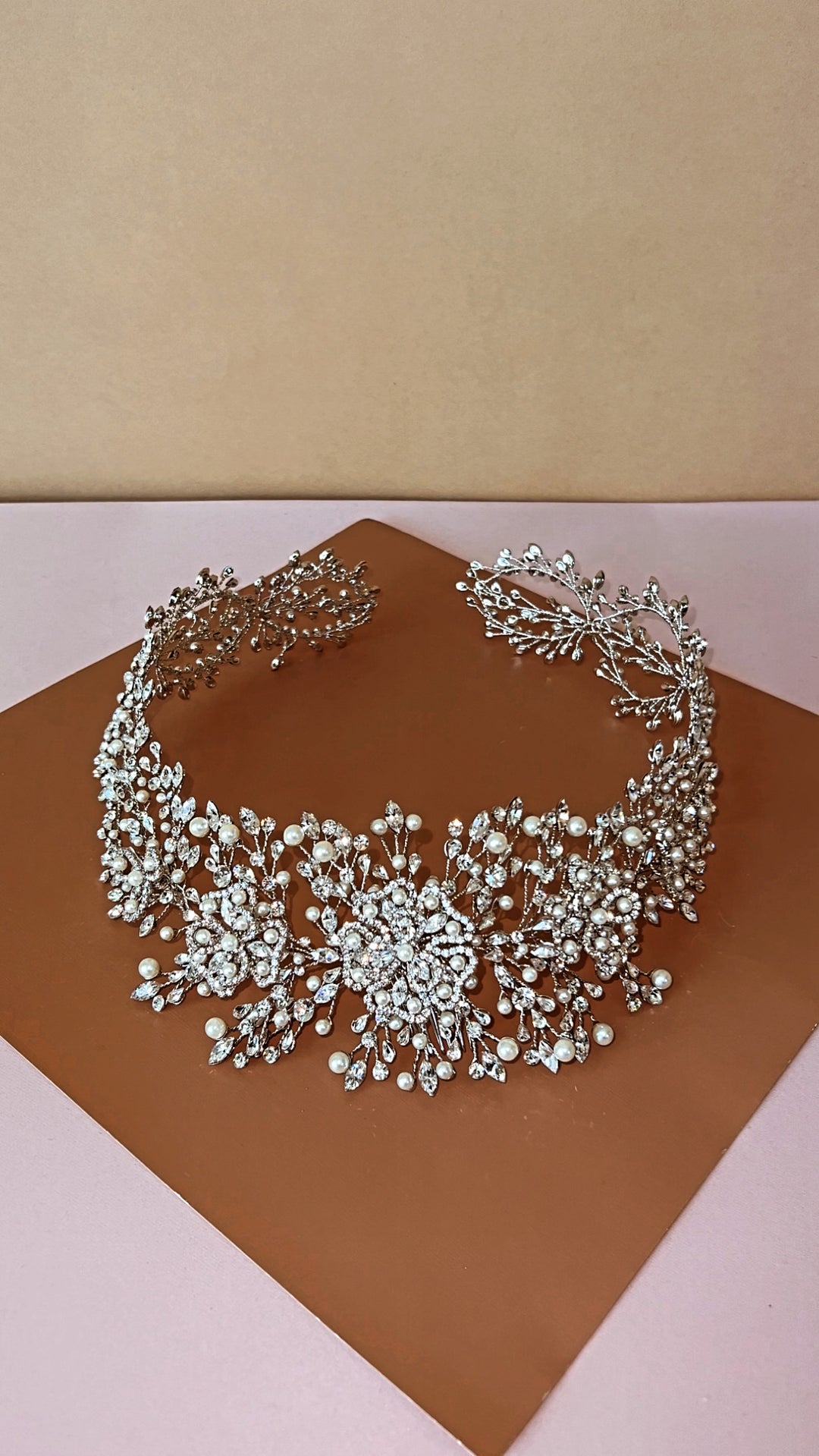 JOVANNA-PEARLS with Swarovski Luxurious Headpiece / Halo Design