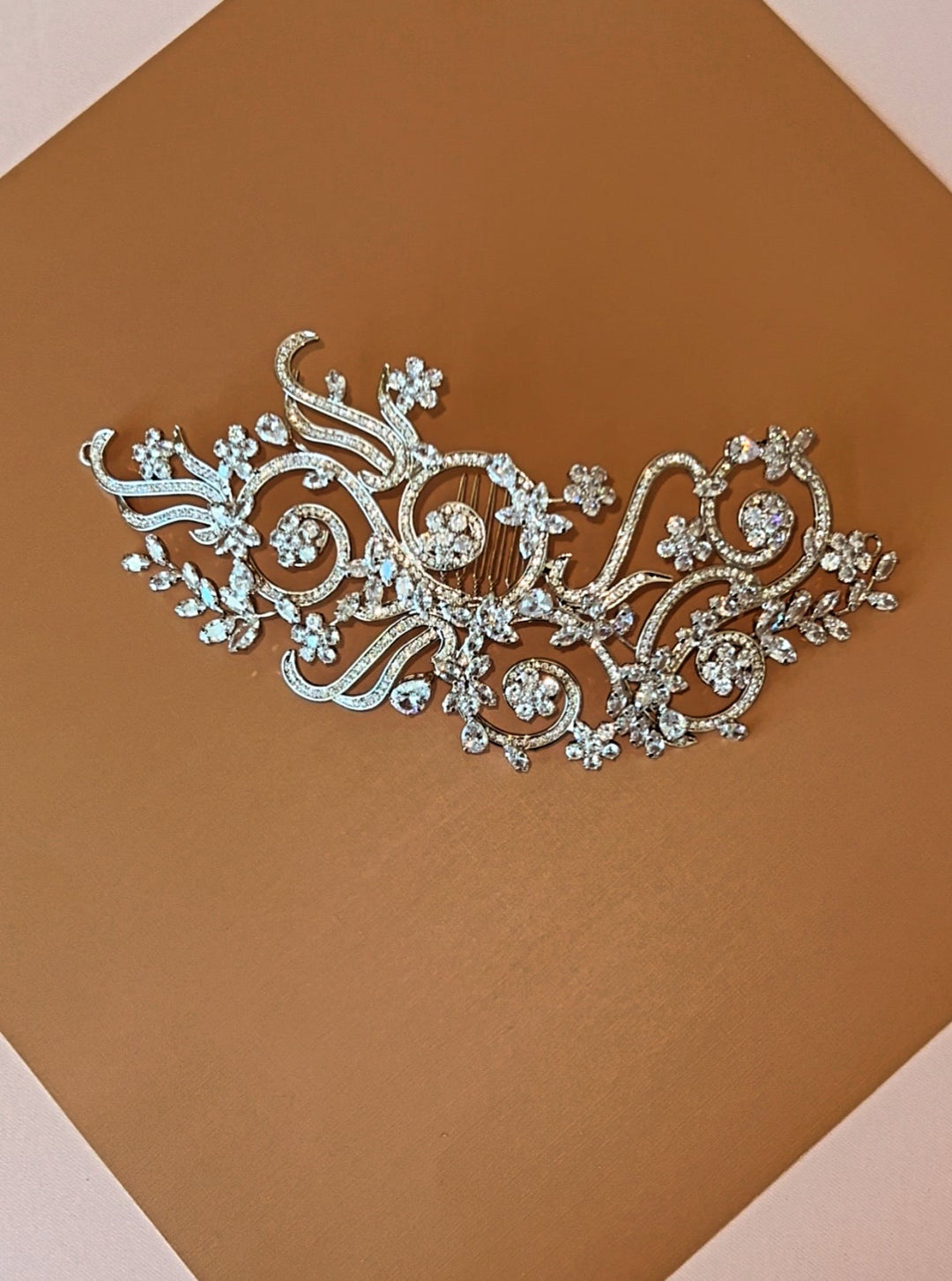 Ellee Real Bride Adorned with VIVIANA Swarovski Hair Comb, Wedding Headpiece