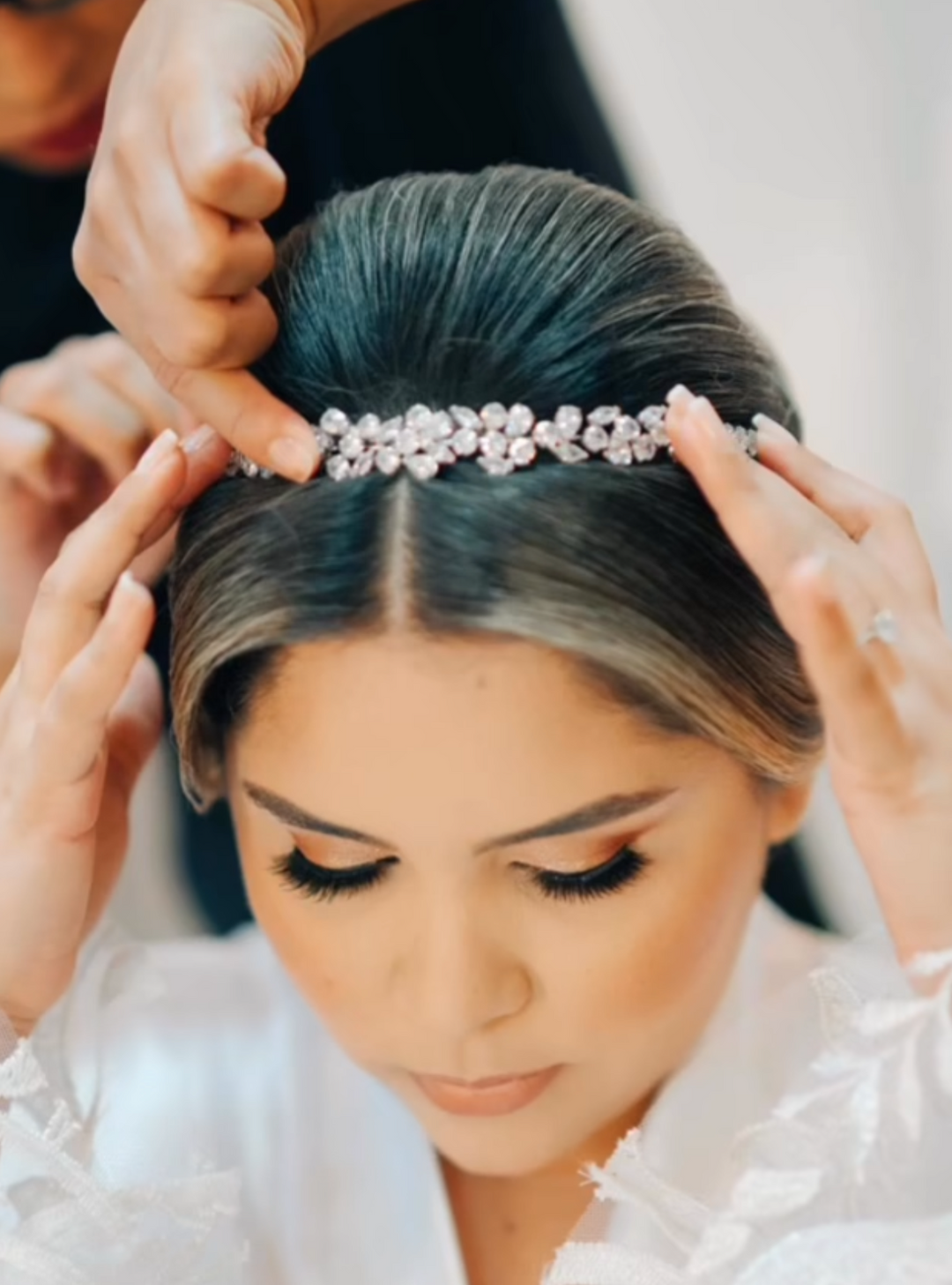 Ellee Bride Adorned with ALIX Wedding Headband, Swarovski Bridal Tiara