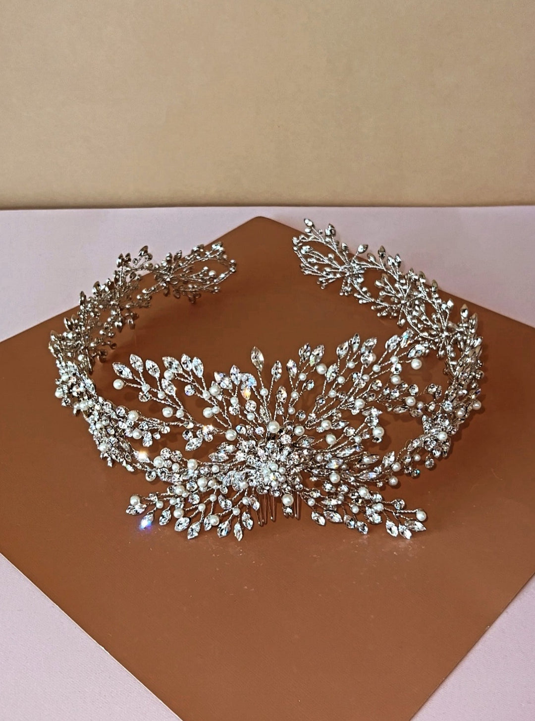 MINERA-PEARLS Majestic and Luxurious Headpiece / Halo Design