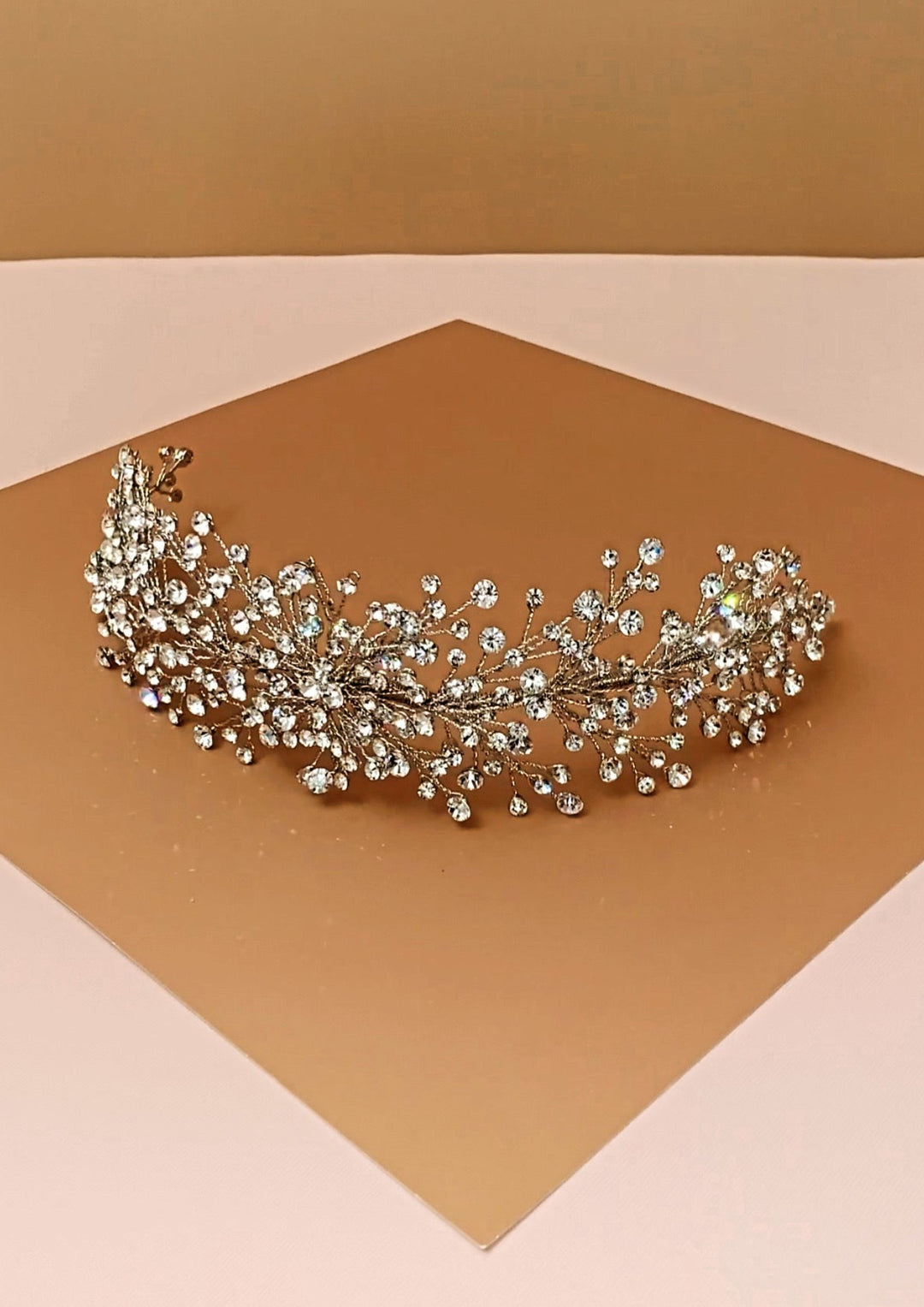 Ellee Real Bride Adorned with BRIELLE Swarovski Bridal Headpiece With Stunning Shine