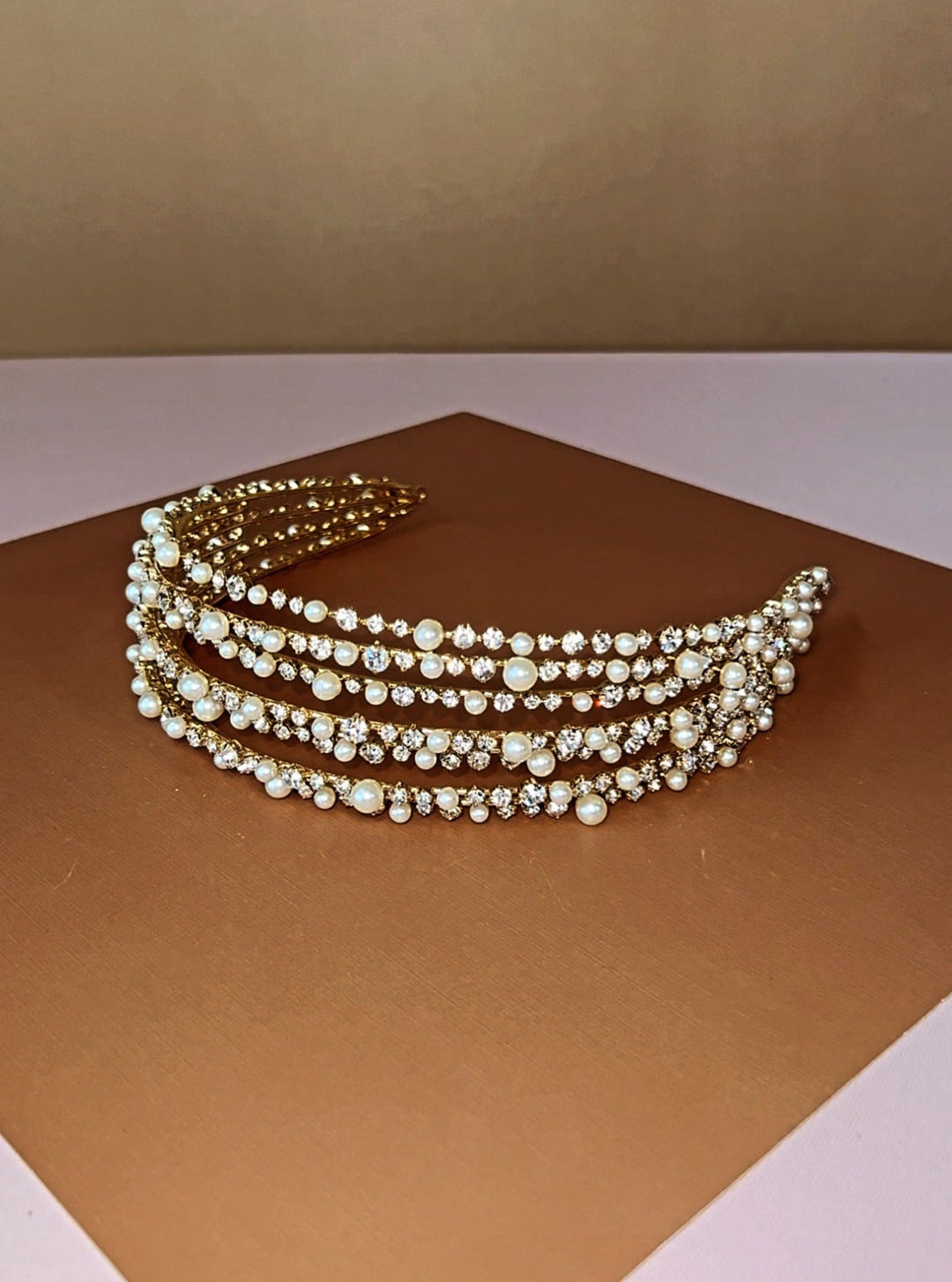 Ellee Bride Adorned with RAINA Luxurious Swarovski and Pearl Headband