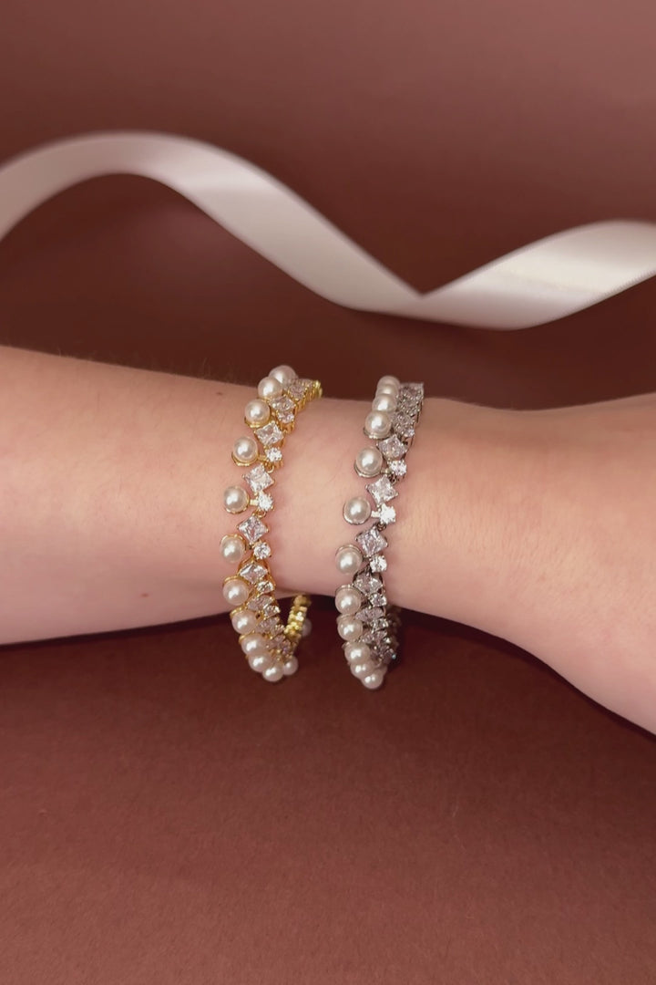 DARA Simulated Diamond and Pearl Bracelet