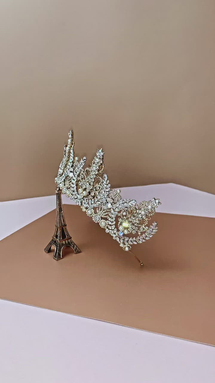 AURORA-PEARLS Swarovski Bridal Crown