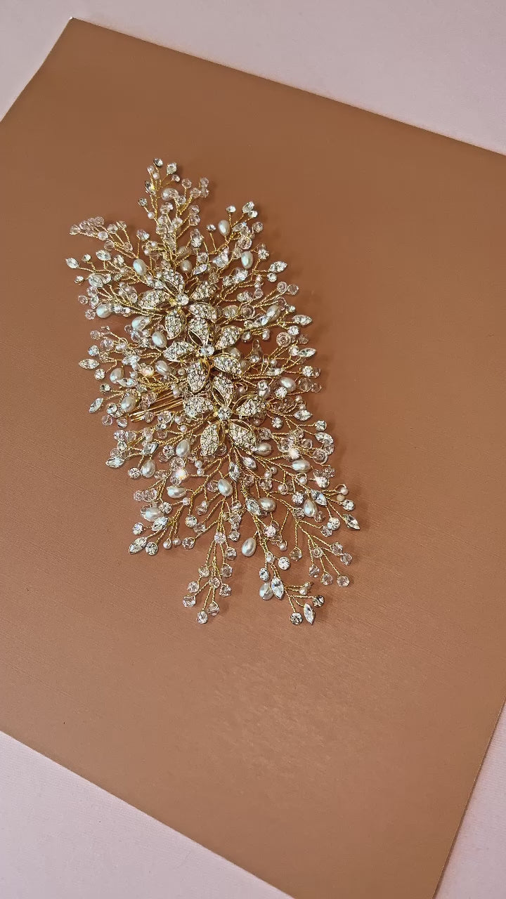 TIFFANY Swarovski Bridal Headpiece with Pearls and Crystals