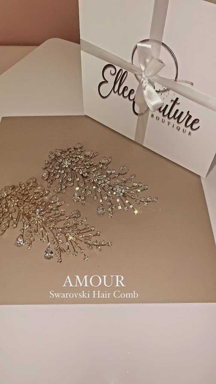 AMOUR Swarovski Side Piece, Swarovski Wedding Headpiece