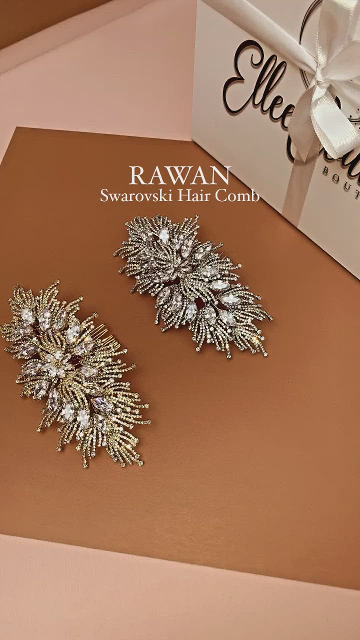 RAWAN Swarovski Wedding Headpiece, Wedding Hair Comb