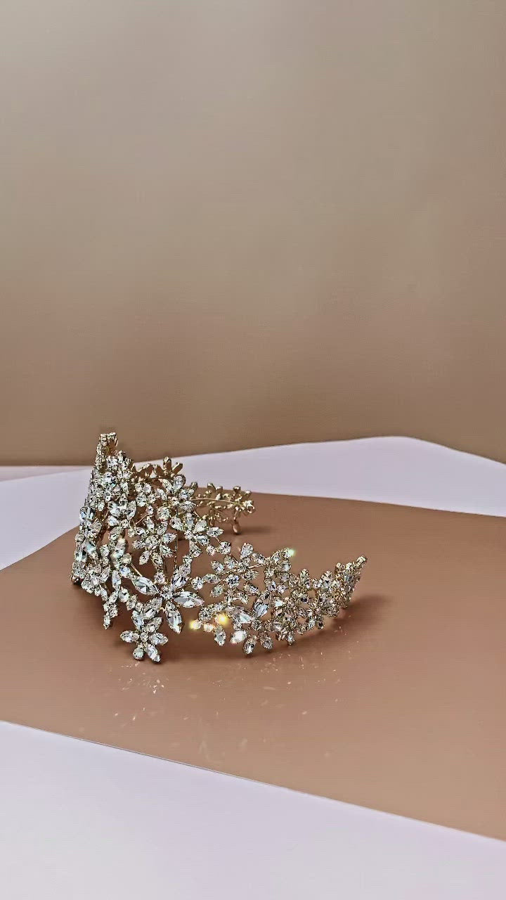 FLORENCE Bridal Headband, Swarovski Crystals Wedding Headpiece