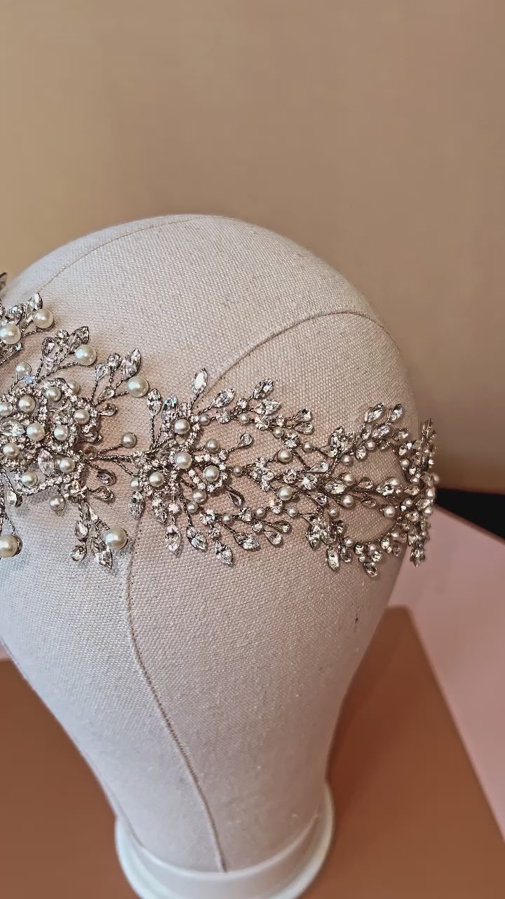 JOVANNA-PEARLS with Swarovski Luxurious Headpiece / Halo Design