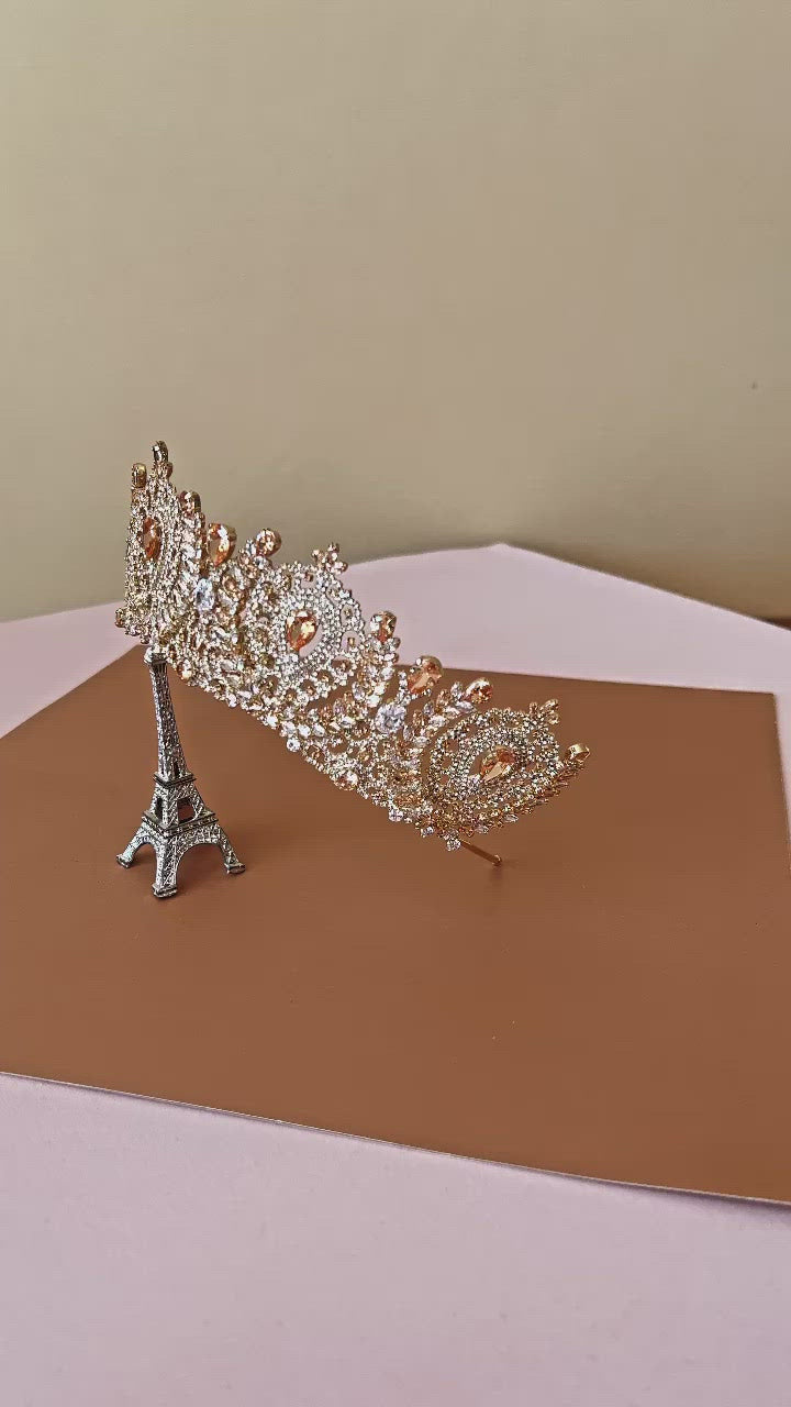 ANGELIKA Bridal or Quinceanera Crown with Swarovski Crystals