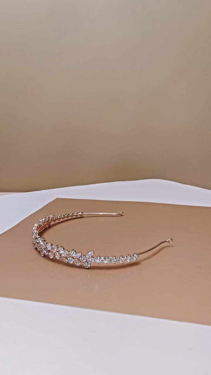 ALIX Rose Gold Wedding Headband, Swarovski Bridal Tiara