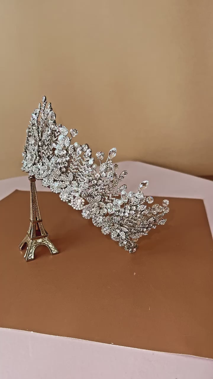 ELISABETTA Swarovski Crystals Wedding Crown, 3D Bridal Crown