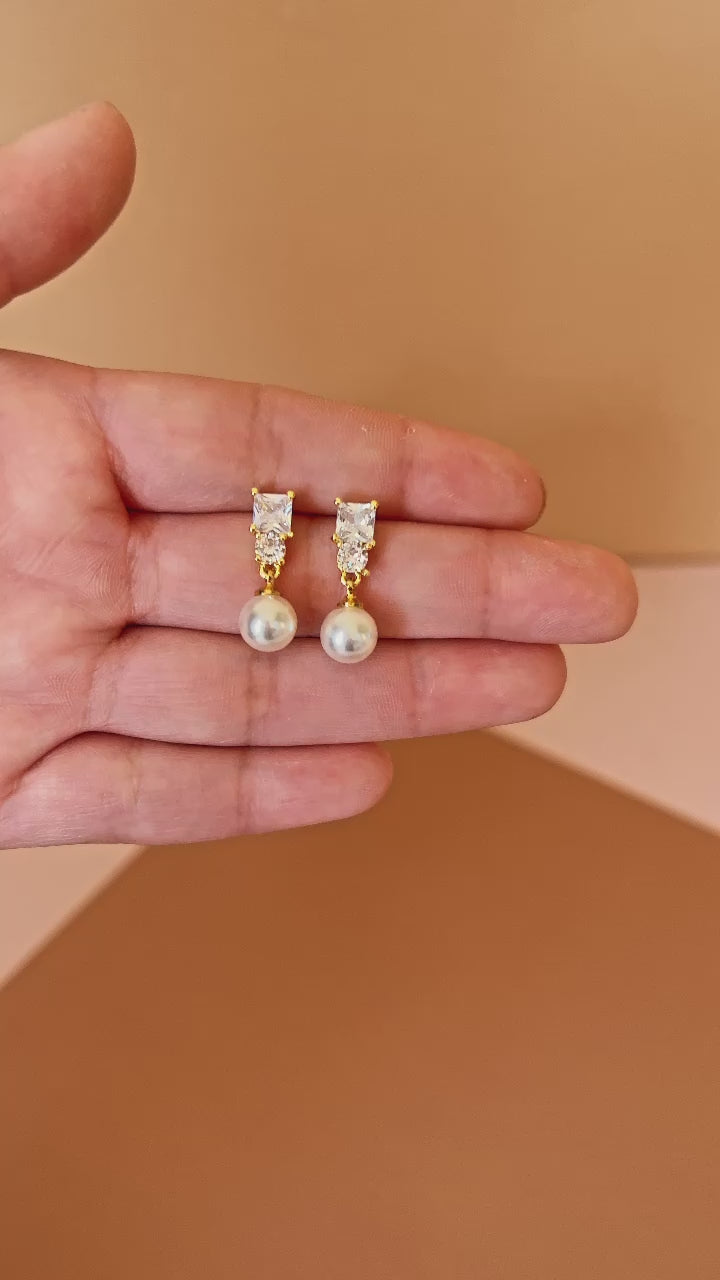 DARA Simulated Diamond and Pearl Earrings