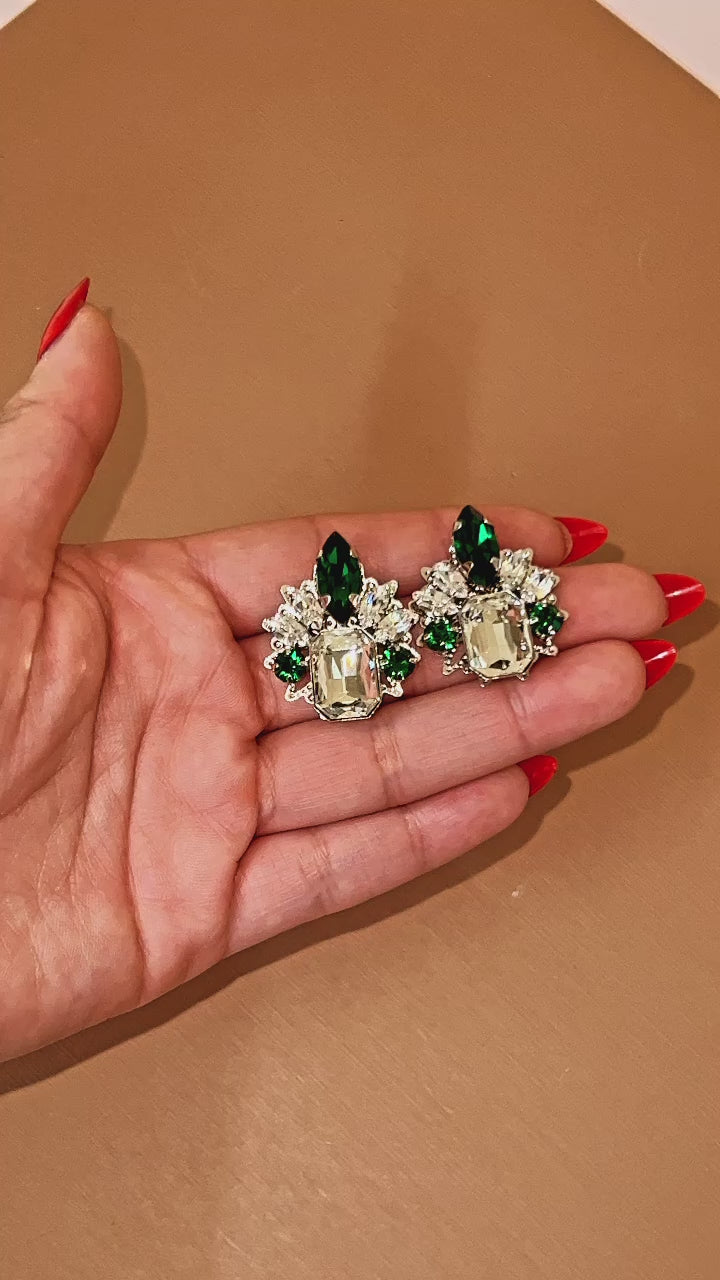 OYA-EMERALD Swarovski Stud Earrings