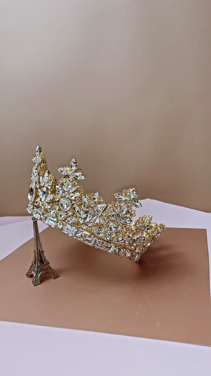 ROYAL LUXE Wedding Full Crown with Brilliant Swarovski Crystals