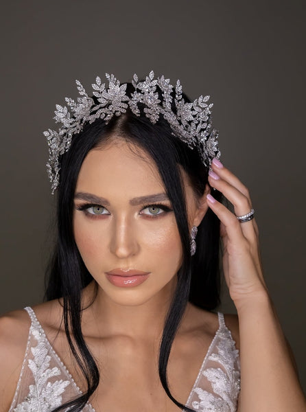 Buy Aurelia Luxurious Swarovski Wedding Headpiece, Bridal Headpiece | Ellee Couture Boutique Silver Tone