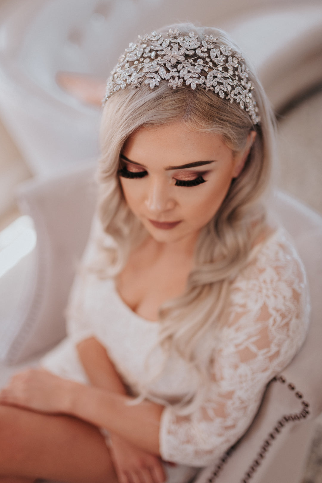 AMORETTE Bridal Headband, Swarovski Headpiece