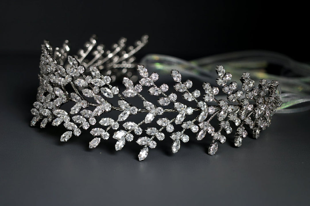 Ellee Real Bride Adorned with FIONA Swarovski Bridal Headband