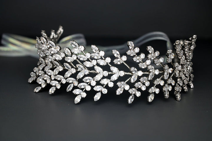 Ellee Real Bride Adorned with FIONA Swarovski Bridal Headband