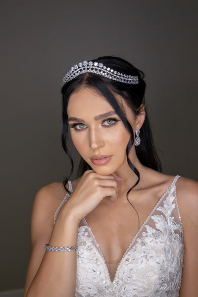 Cubic Zirconia Wedding Tiara Catherine Bridal Crown | Eden Luxe Bridal