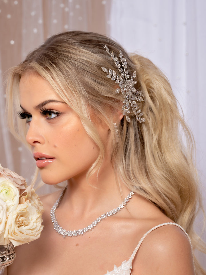 LUCY Swarovski Bridal Hair Comb, Swarovski Hair Wings