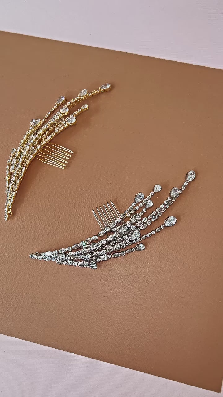 AMELIA Swarovski Hair Comb Wings