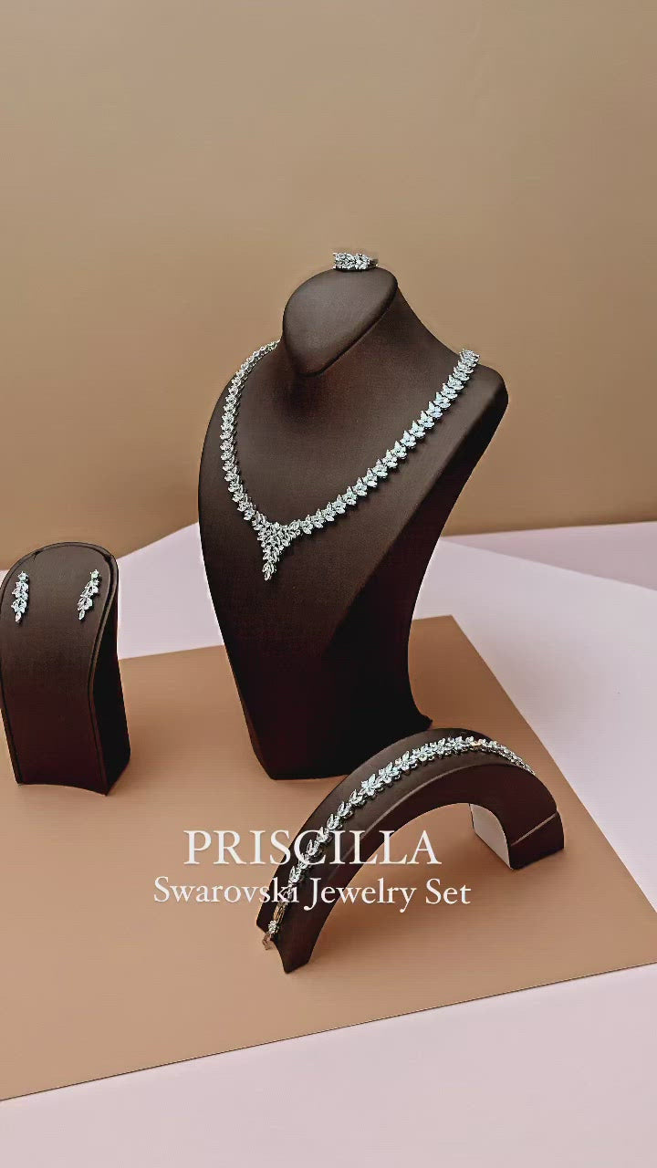 PRISCILLA Jewelry Set with Necklace, Bracelet, Earrings and Ring *Final Sale*