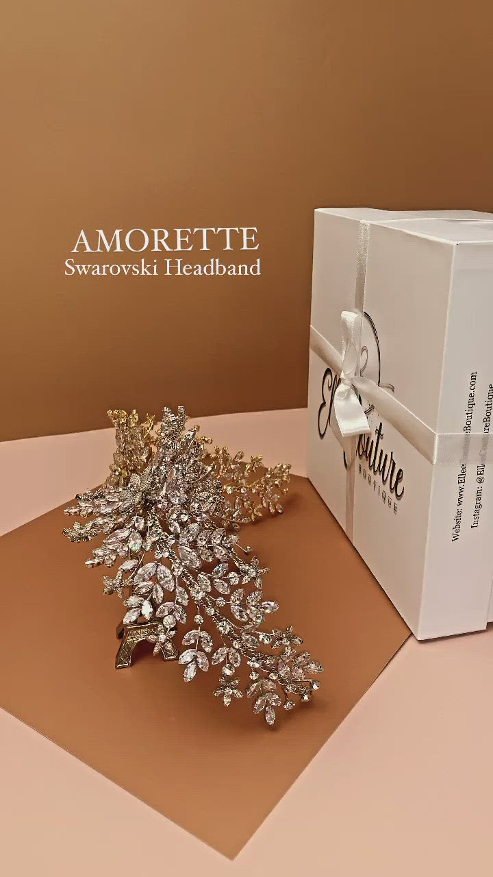 AMORETTE Bridal Headpiece, Luxurious Swarovski Crystals