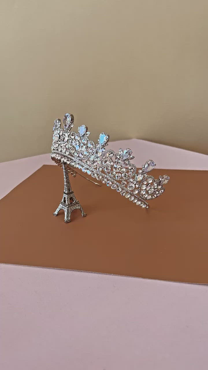 CARINA Swarovski & Pearls Wedding Crown, Princess Tiara