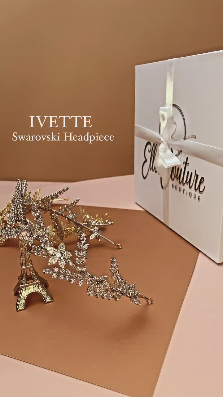 IVETTE Swarovski Wedding Headband, Bridal Headpiece