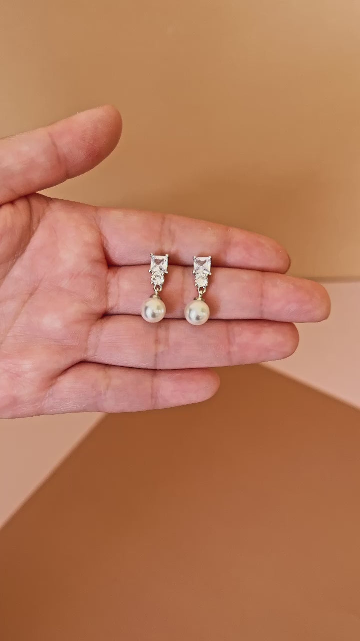 DARA Simulated Diamond and Pearl Earrings