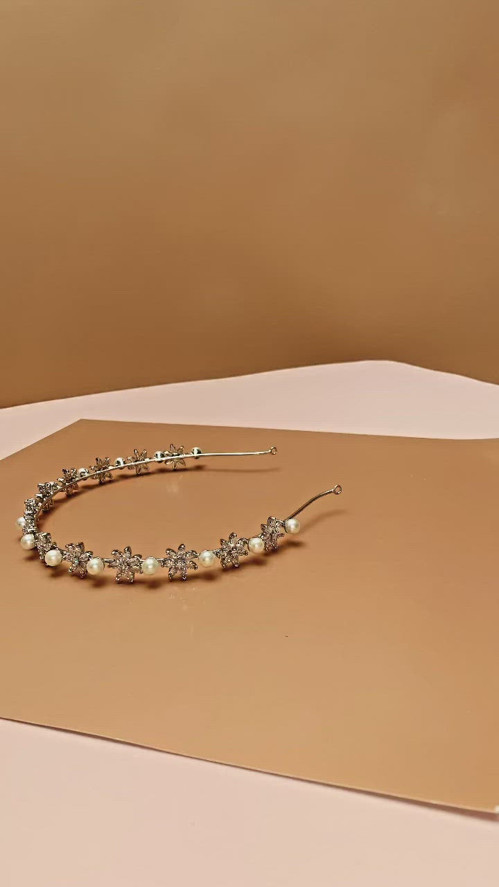 DAVINA-PEARLS and Swarovski Wedding Headband, Swarovski Bridal Headband